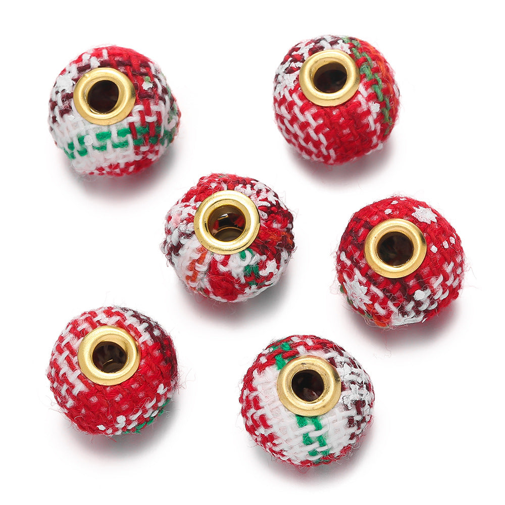 Wholesale  10pcs/pack Christmas Snowflake Series Cloth Bag Checkered Beads