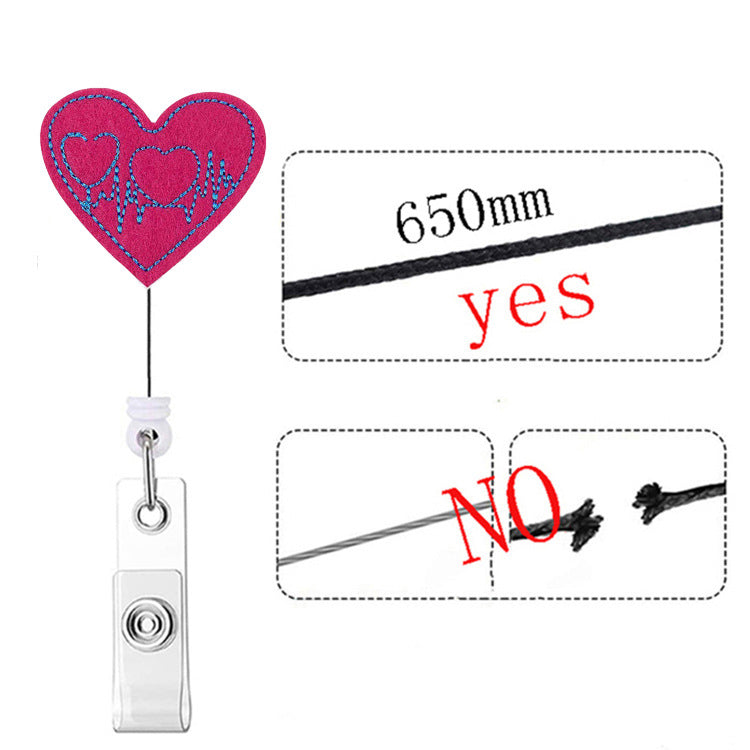 Wholesale Badge Reels Cartoon Felt Embroidery Badge Scroll Retractable Keychain