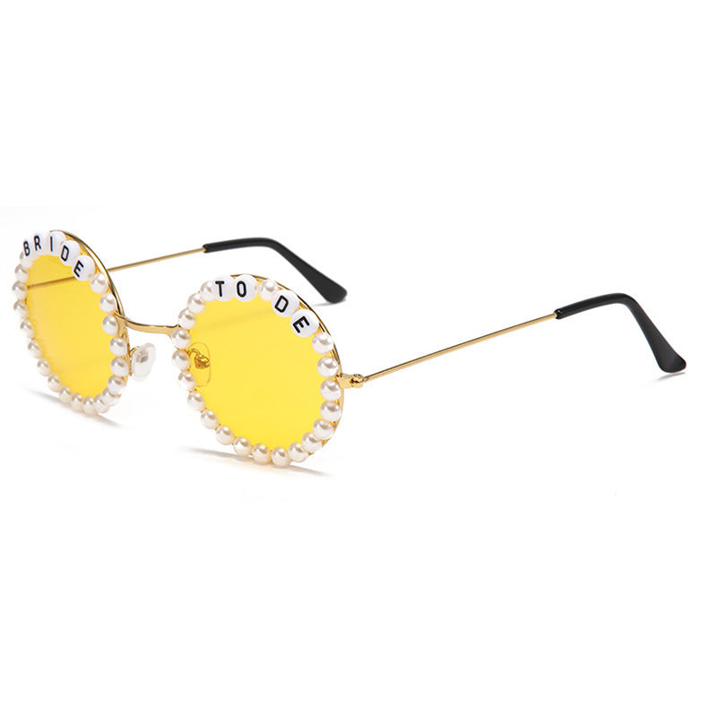 Wholesale Bridal Fashion Rhinestone Bride Peach Sunglasses