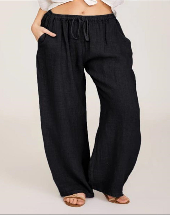Wholesale Loose Cotton and Linen Casual Trousers Women