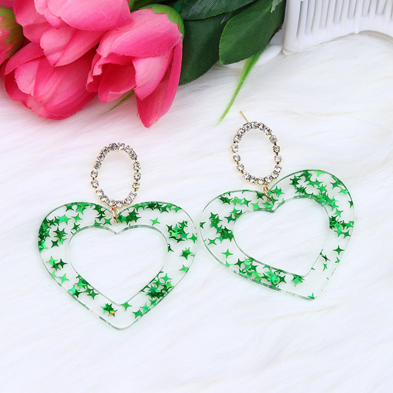 Wholesale Mother's Day Acrylic Transparent Peach Heart Earrings