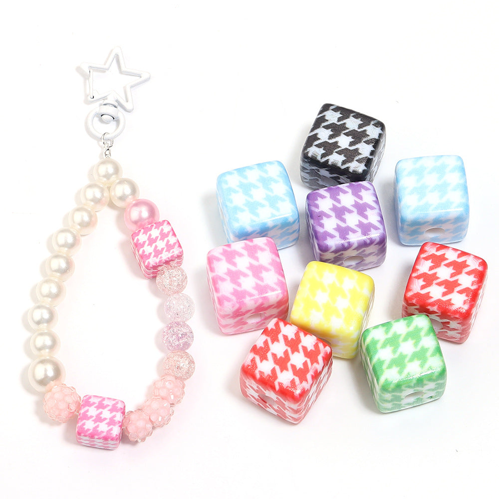 Wholesale 10pcs Printed Square Starry Sky Acrylic Beads