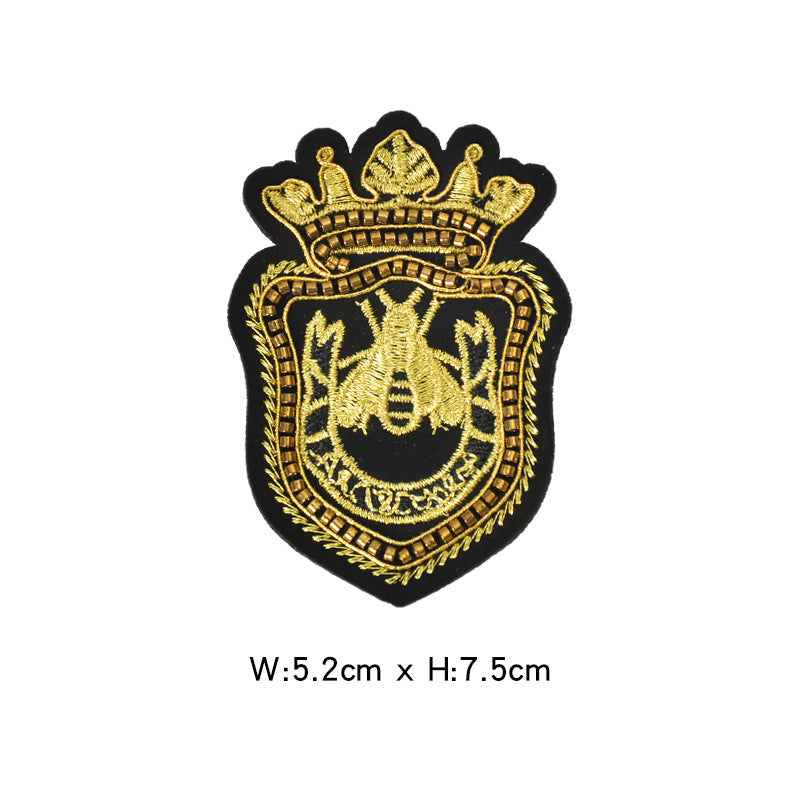 Wholesale Felt Base Sequin 3D Crown Bee Embroidered Patch Badge For Clothing Towel DIY Accessory