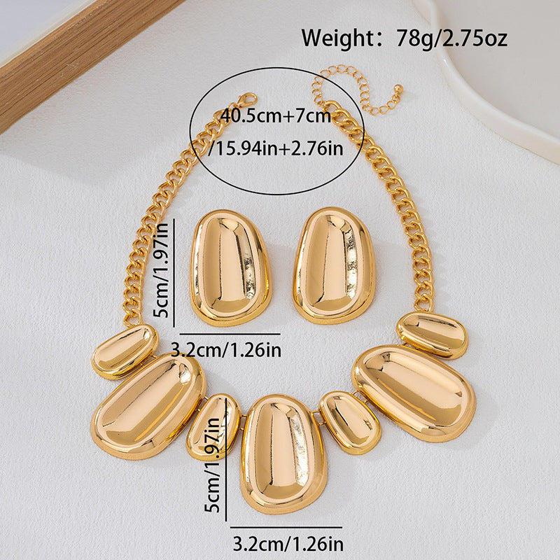 Wholesale Retro Drop Pendant Necklace And Earrings Set Exaggerated Alloy Geometric Jewelry Party Everyday Wear
