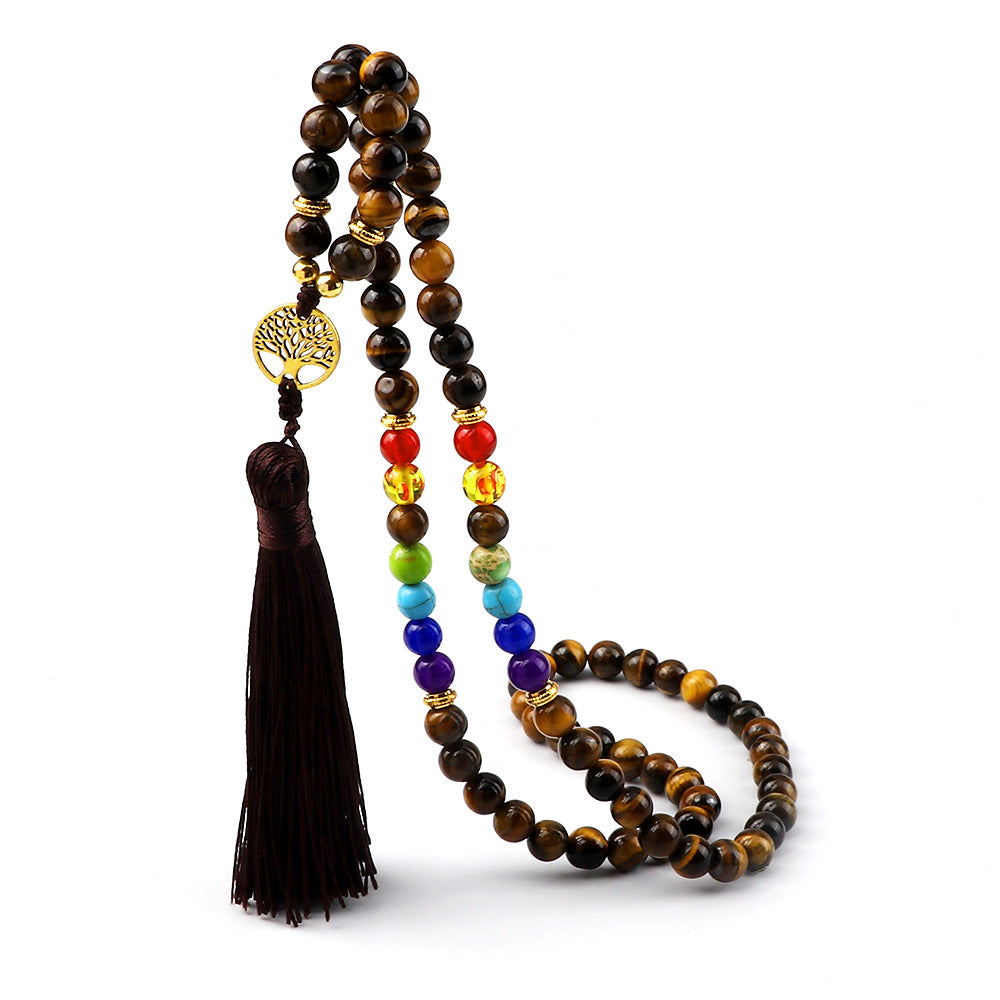 Brazalete de amatista de tigre estirado de tigre con cuentas de 8 mm