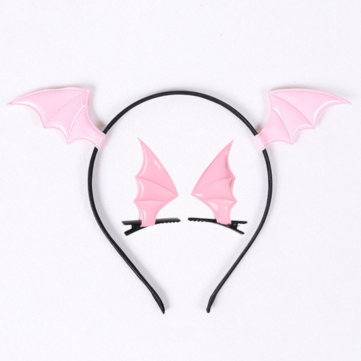 Wholesale Halloween Bat Hairpin & Headband Hoop Set Little Devil Leather Accessories