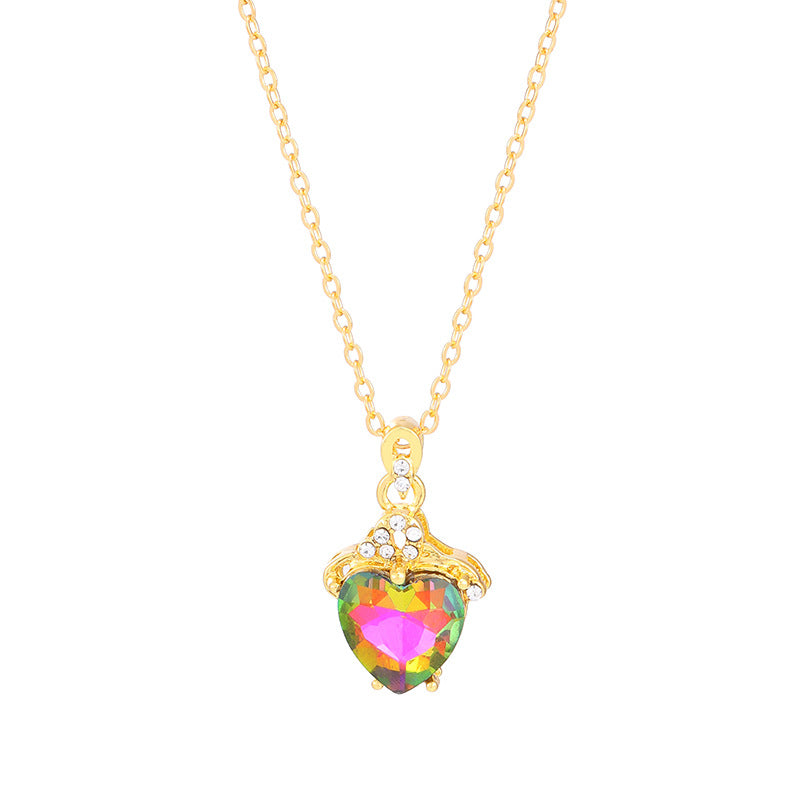 Wholesale Fashion Love Pendant Heart Shape Diamond Crystal Necklaces