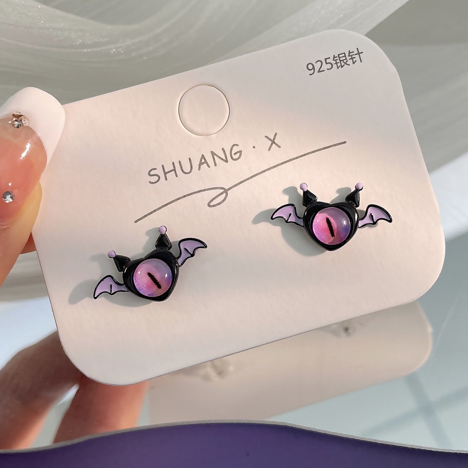 Wholesale Cartoon Little Devil Halloween Opal Alloy Earrings