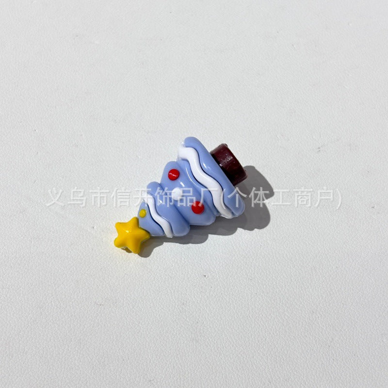 Wholesale Random  100pcs/pack  Cartoon Christmas Tree 3D Focal Beads