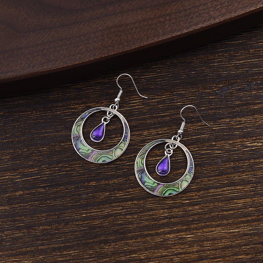Wholesale Bohemian style round openwork teardrop earrings