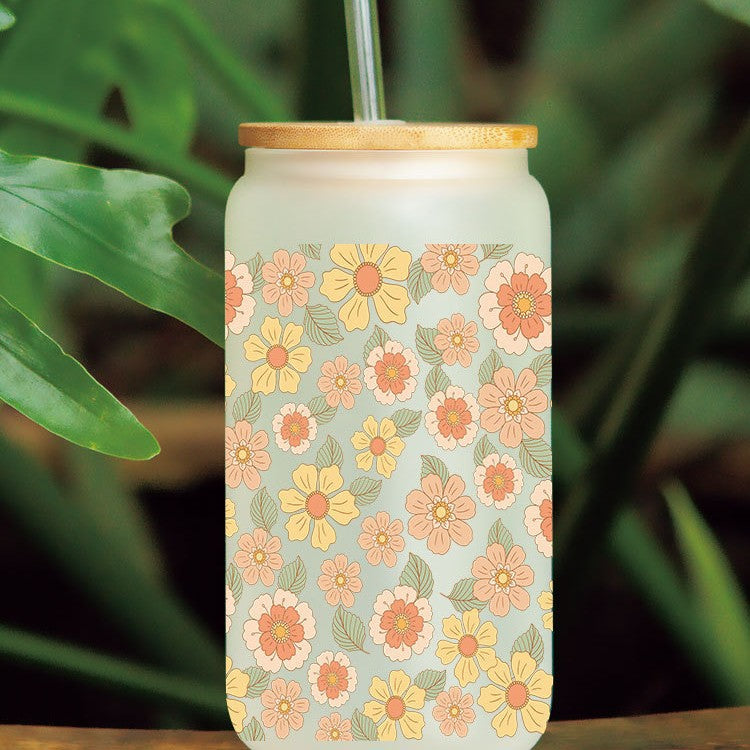 Wholesale Colorful and Diverse Flowers 16oz Cup UV DTF Wraps