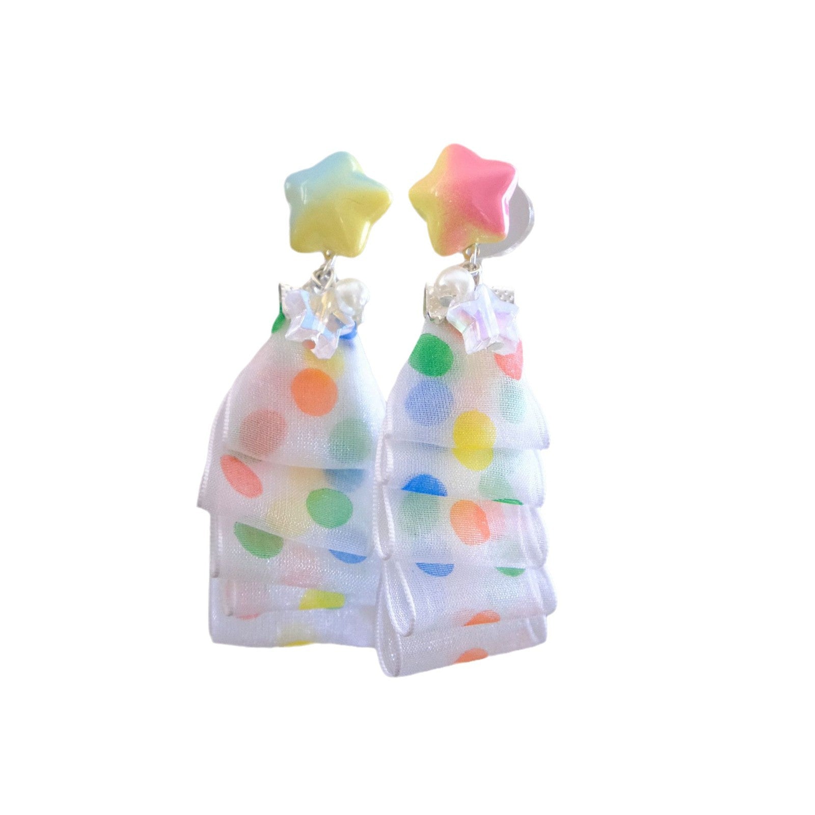 Wholesale Arrival Hand-made Color Wave Dot Ribbon Asymmetric Love Plush Autumn and Winter Earrings