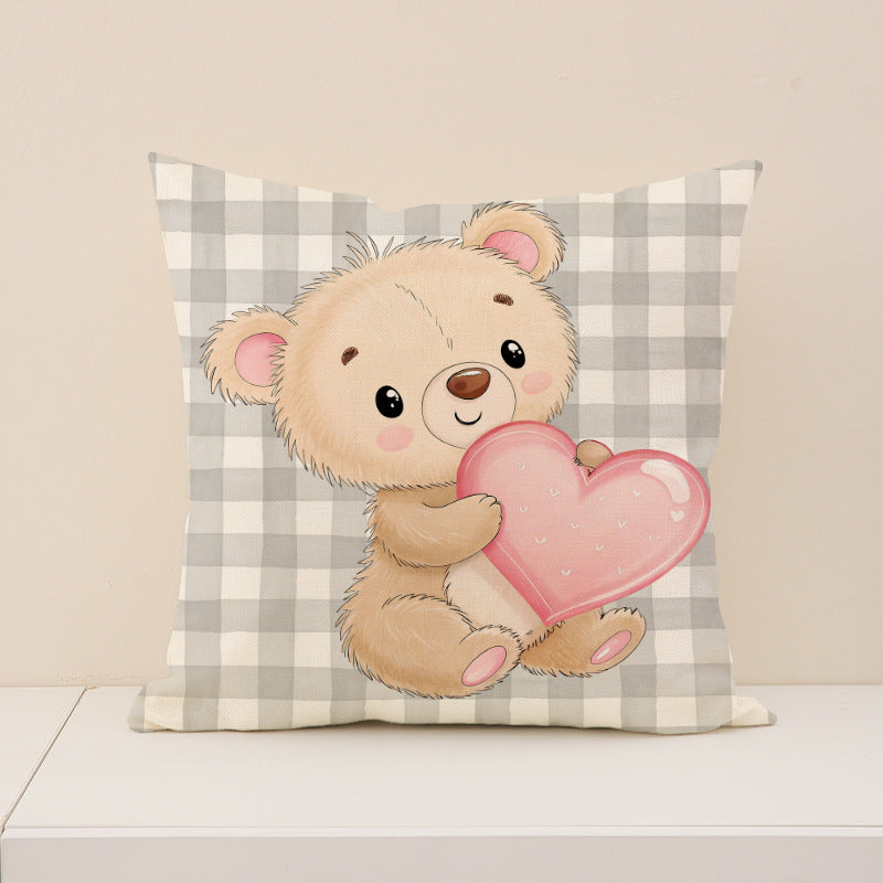 Wholesale Pink Suit Valentine' s Day Pillow Cover  Linen Letter Print