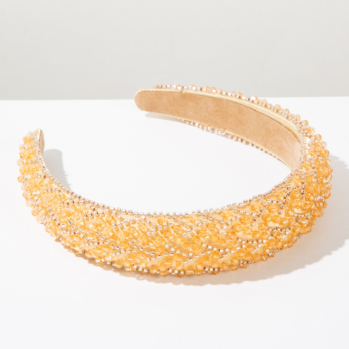 Wholesale Luxury Handmade Beaded Hair Hoop Women's Fashionable Simple Crystal Rice Beads Decorative Headband All-match High Cranial Top Hair Accessories