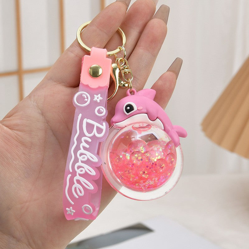 Wholesale Acrylic flowing sand bottle bag keychain