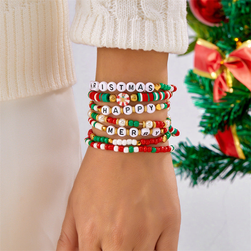 Wholesale Colorful letter seed bead polymer clay crystal Clay Bead bracelet