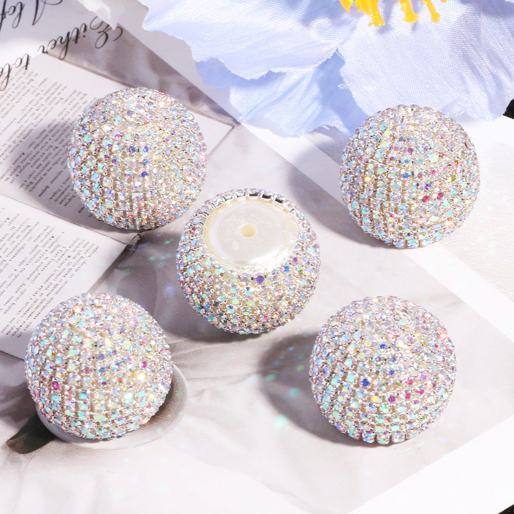 Wholesale 5pcs Galaxy Magic Color  Drill Half Hole Crystal Beads Pen Cap