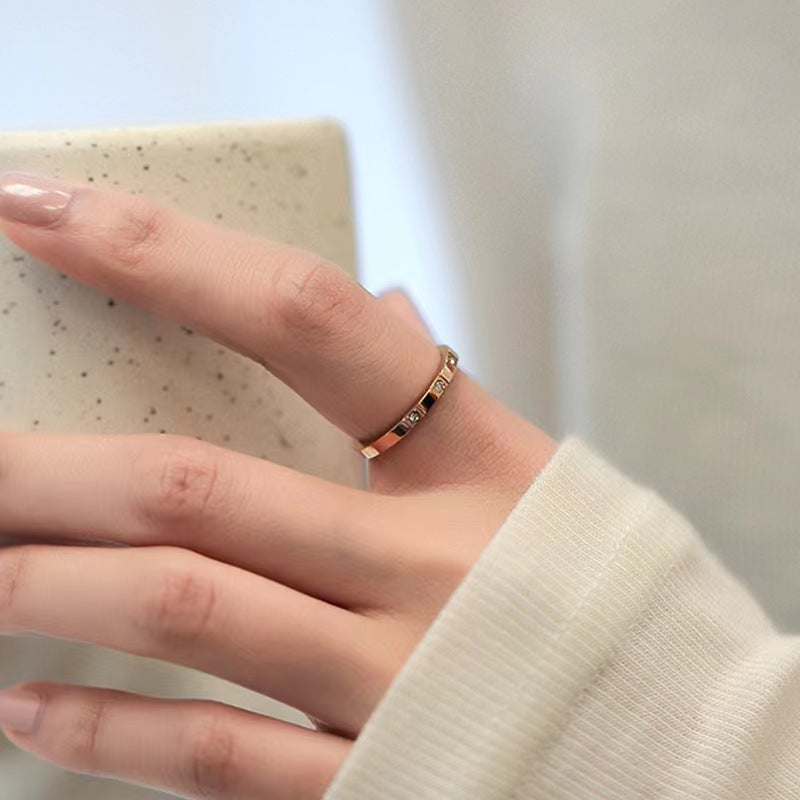 Wholesale Titanium Steel Luxury Diamond Ring