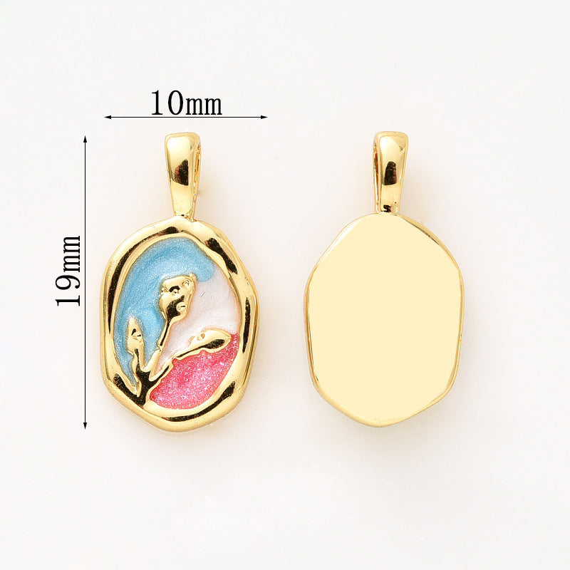 Wholesale Pearl Necklace Melon Buckle Pendant Oil Dropping Oil Painting Style Rose DIY Pearl Necklace Sweater Chain Accessories New