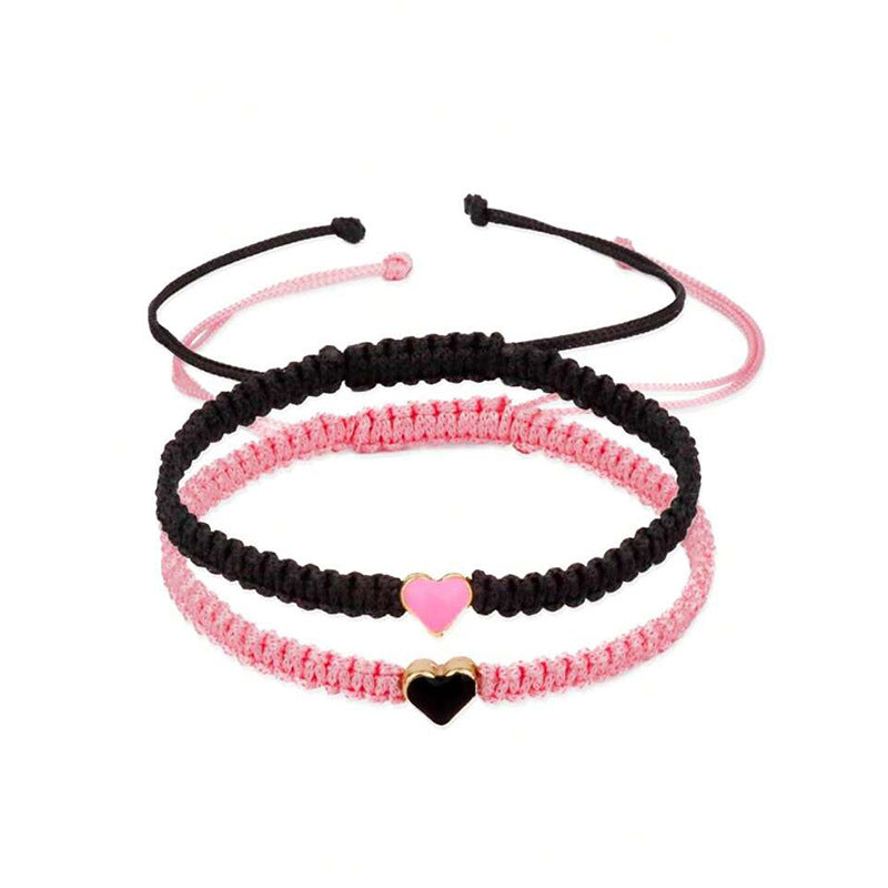 Wholesale Heart Shaped Hand-woven Couple Bracelet