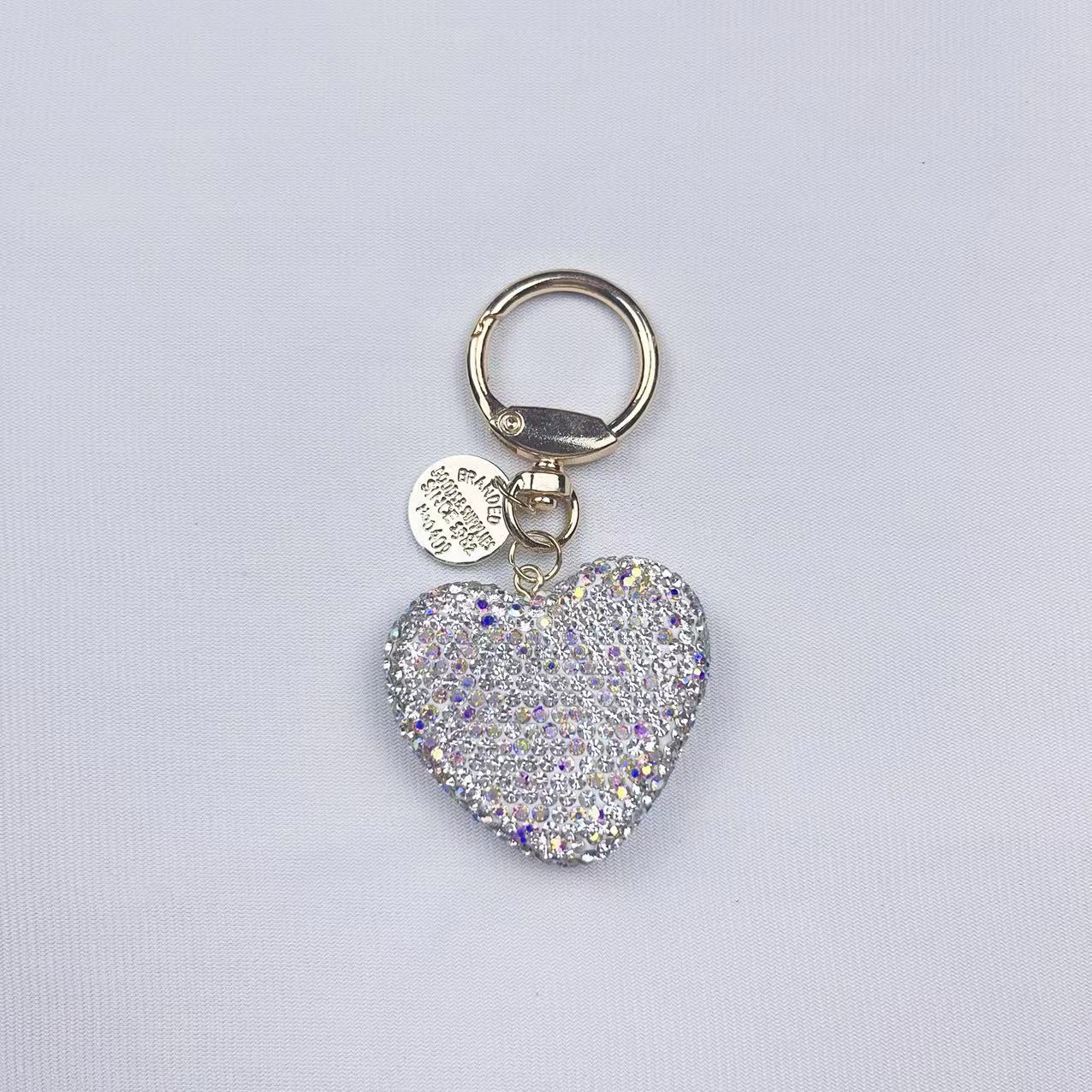 Wholesale Full Diamond Peach Heart Car Key Pendant Fashion Hang Tag Openable Love Keychains
