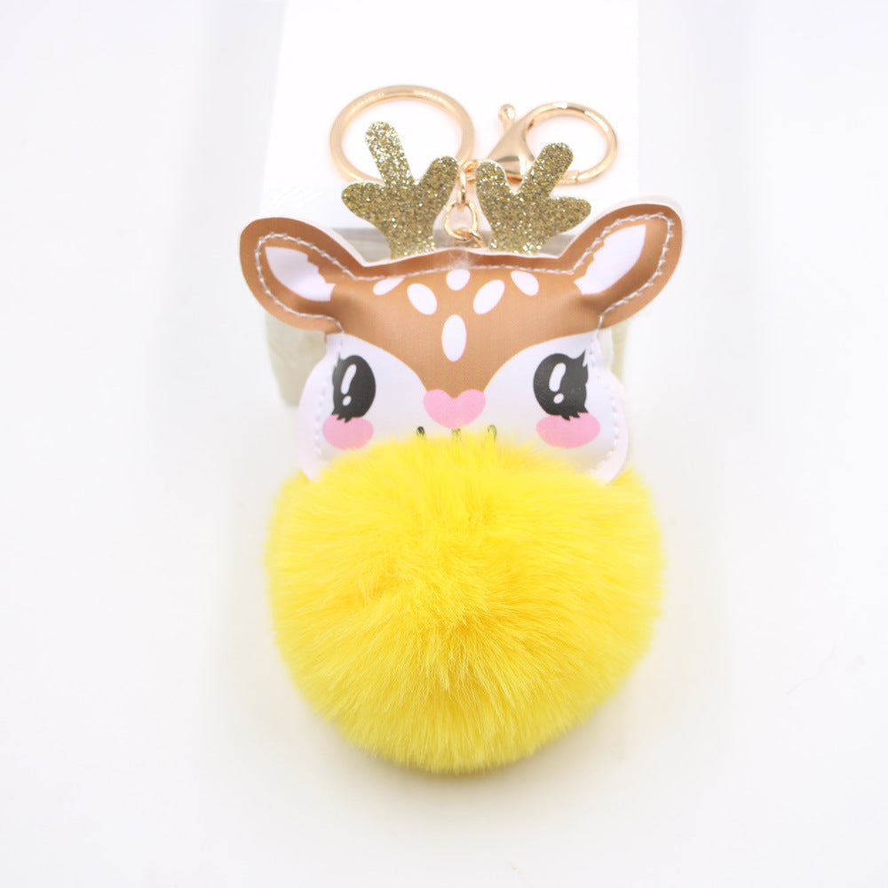 Wholesale Cute Plush Fawn Keychain Cartoon Deer Bag Charm Pendant Christmas Gift Car Key Accessory