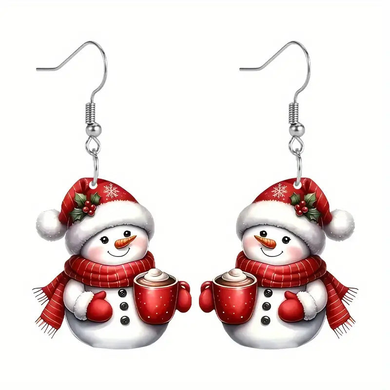 Wholesale Winter Snowman Festive Acrylic Earrings