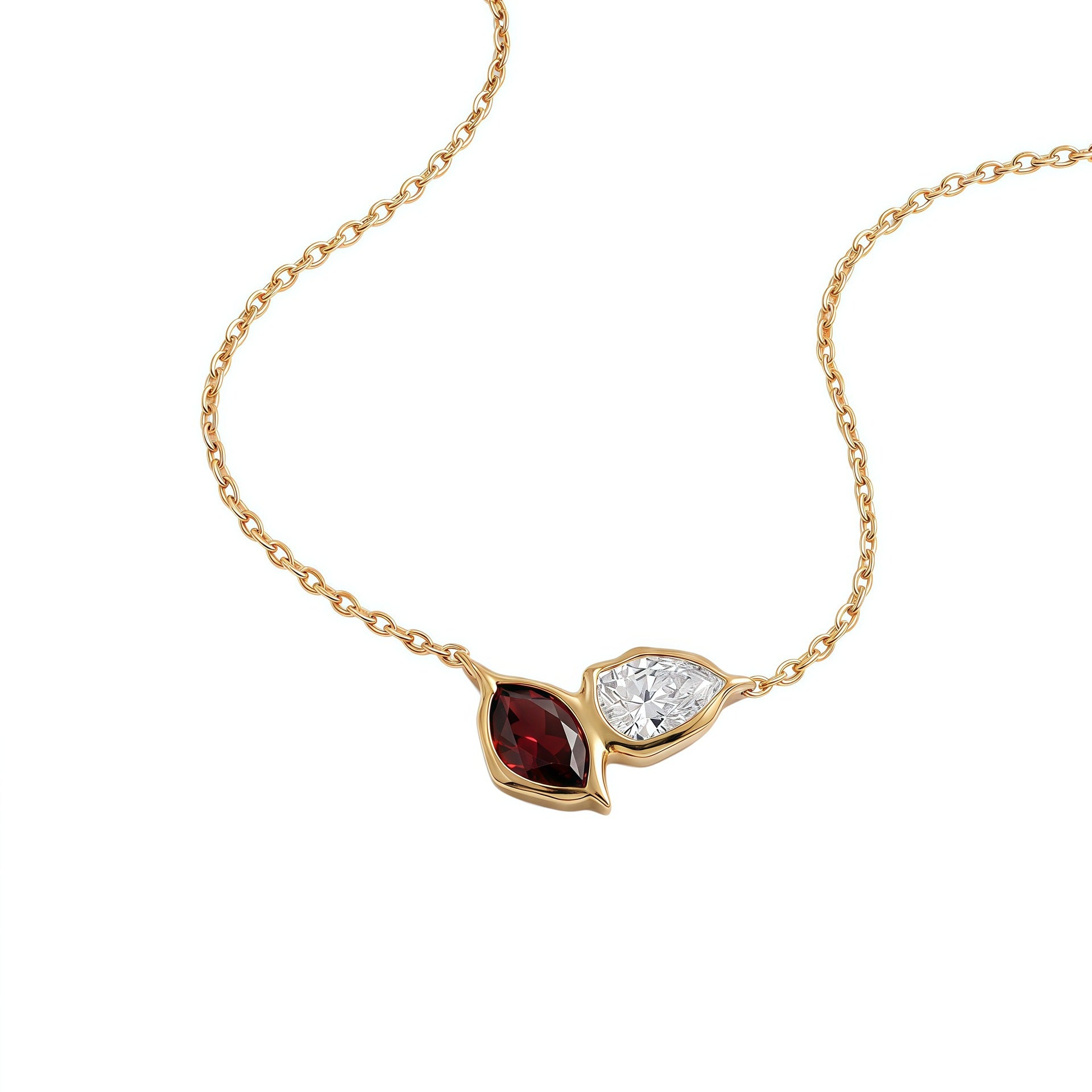 Wholesale Stylish 12 Birthstone Leaf Pendant Necklace Stainless Steel Electroplated Fashion Jewelry Gift