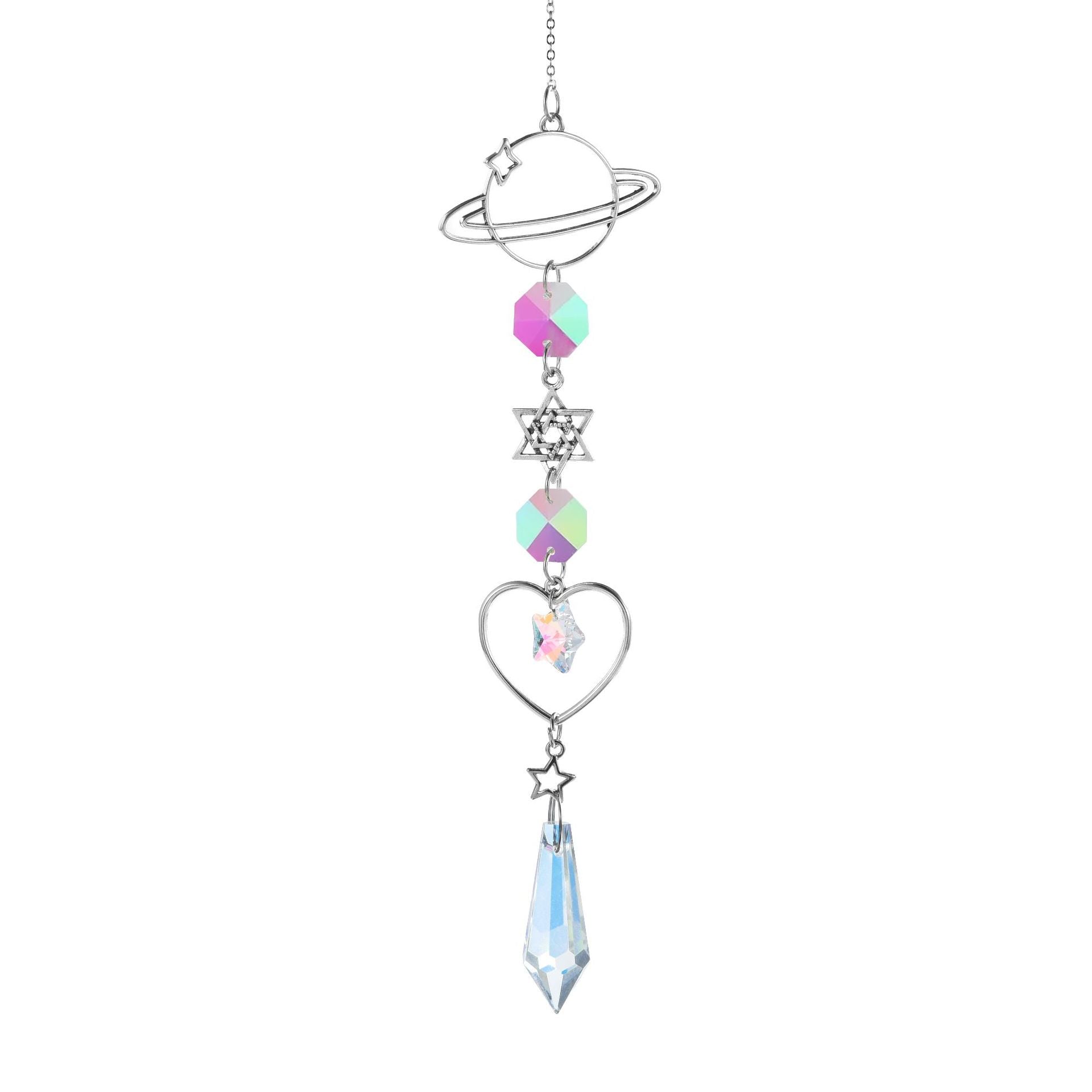 Wholesale silver series crystal wind chimes stars moon sun catcher