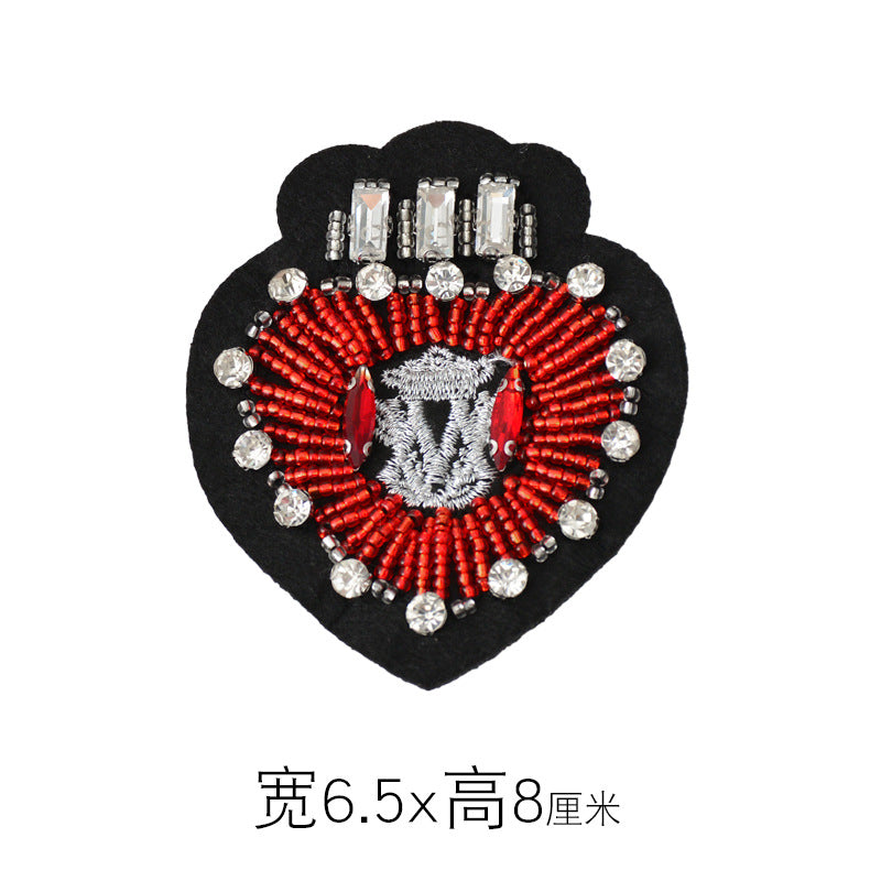 Wholesale DIY Handmade Beaded Heart-shaped Cross Cloth Patch Hat Clothing Decoration