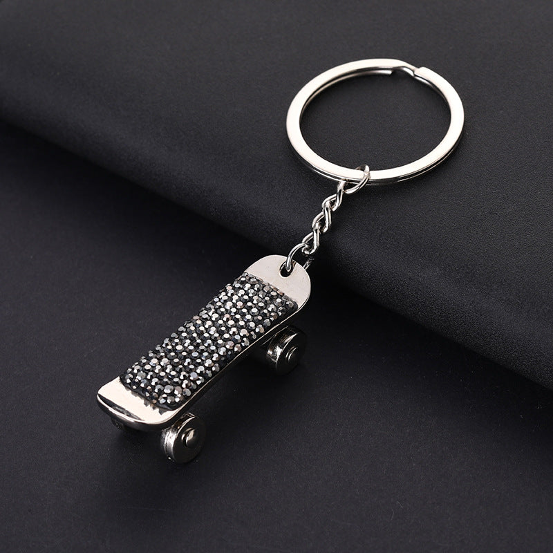 Wholesale Skateboard Style Diamond Car Metal Keychain