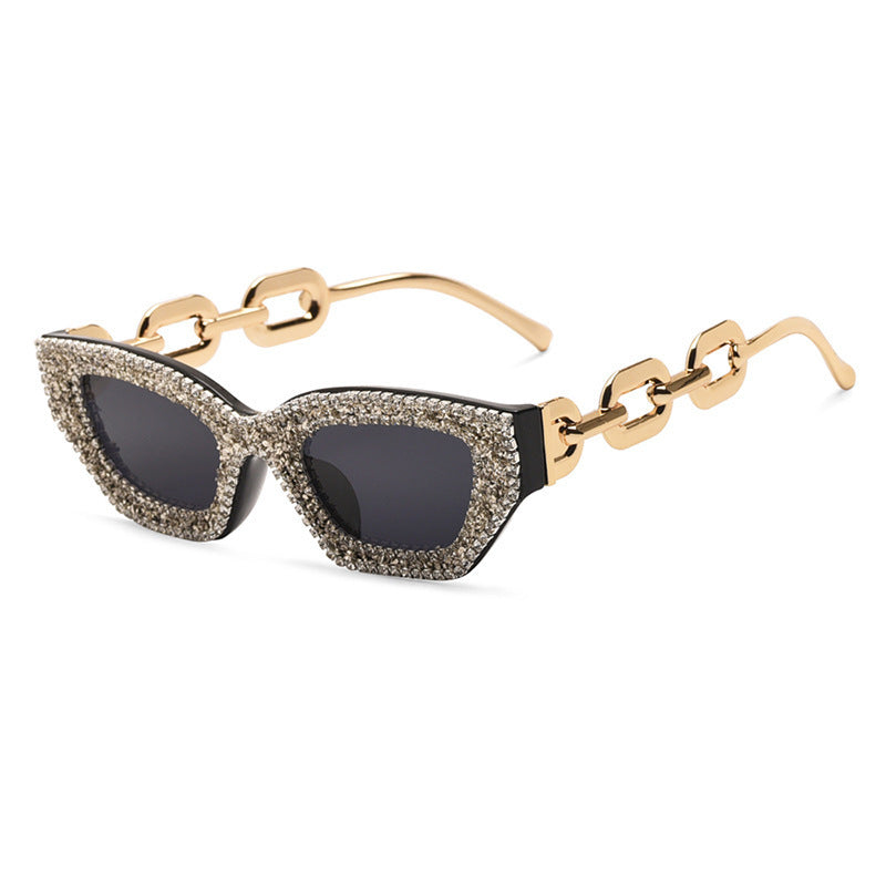 Wholesale Fashion small frame diamond-studded plain glasses