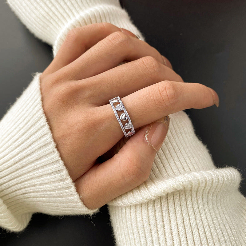 Wholesale Crystal Diamond Love Sterling Silver Ring