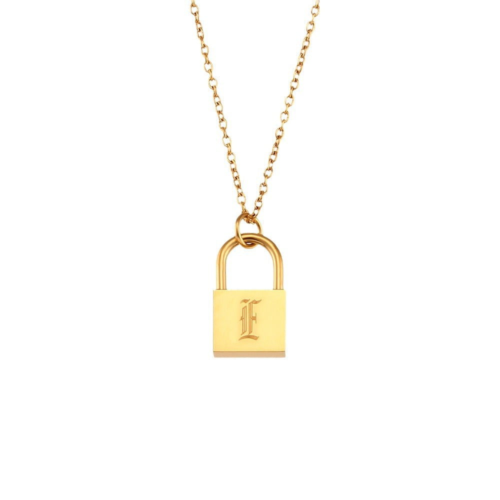 Wholesale hip-hop multi-layer stainless steel letter concentric lock necklace