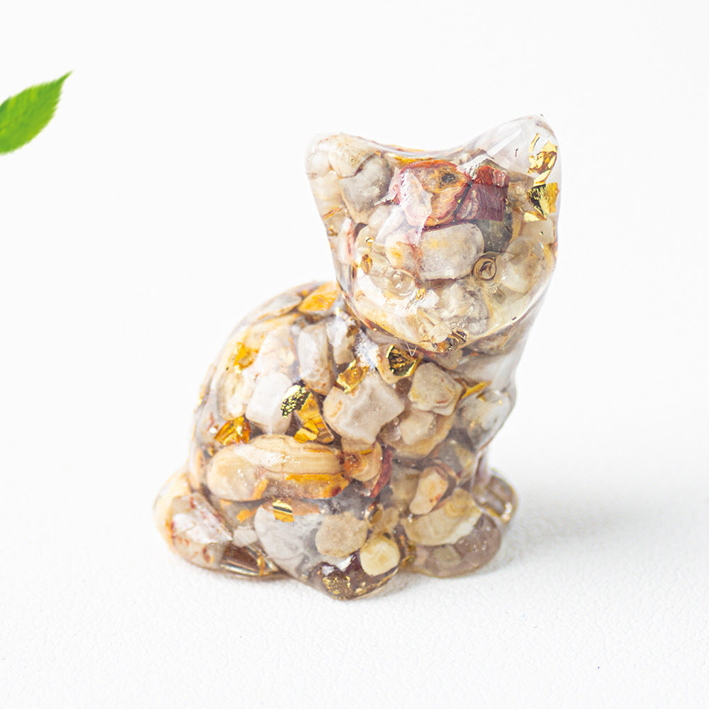 Wholesale Natural crystal gravel cute cat ornaments