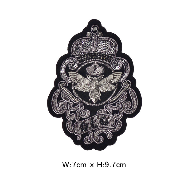 Wholesale Felt Base Sequin 3D Crown Bee Embroidered Patch Badge For Clothing Towel DIY Accessory