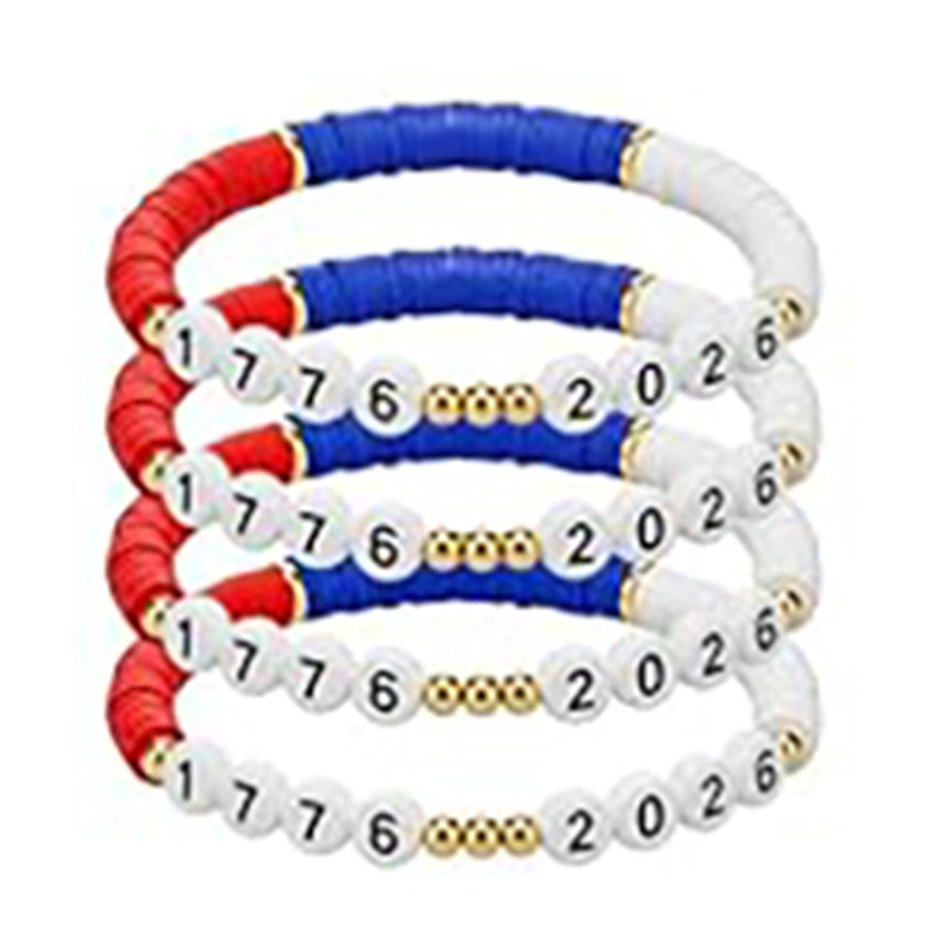 Wholesale Independence Day Surfing Style Flag Beaded Bracelet