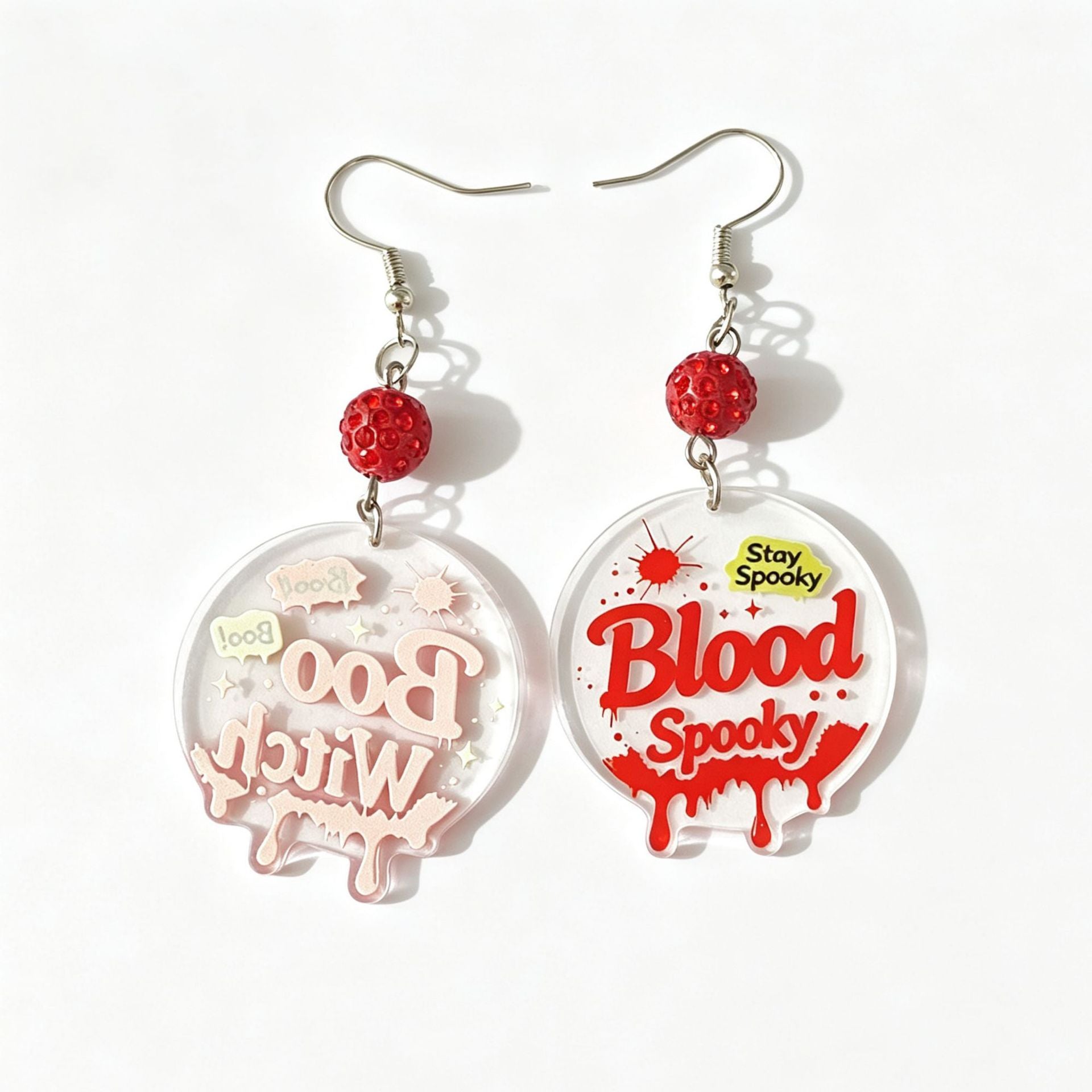 Wholesale  Red Letter Print Acrylic Earrings Quirky Fashion Jewelry Accessory