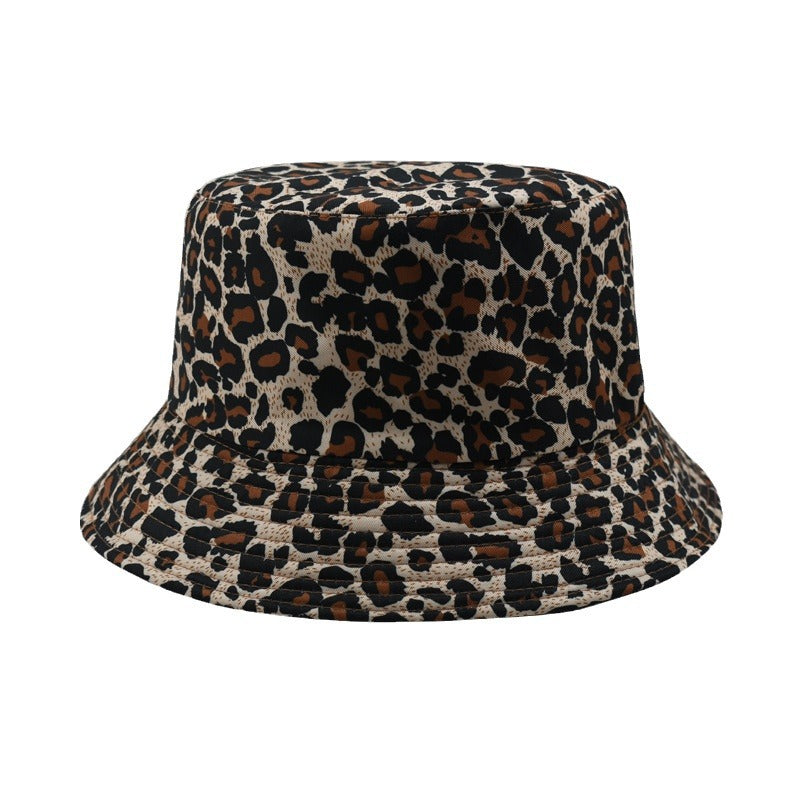 Wholesale Fashion Leopard Pattern Retro Simple Double Sided Pot Hat Spring and Autumn Outdoor Leisure Street Soft Brimmed Letter Embroidered Sunscreen Fisherman's Hat