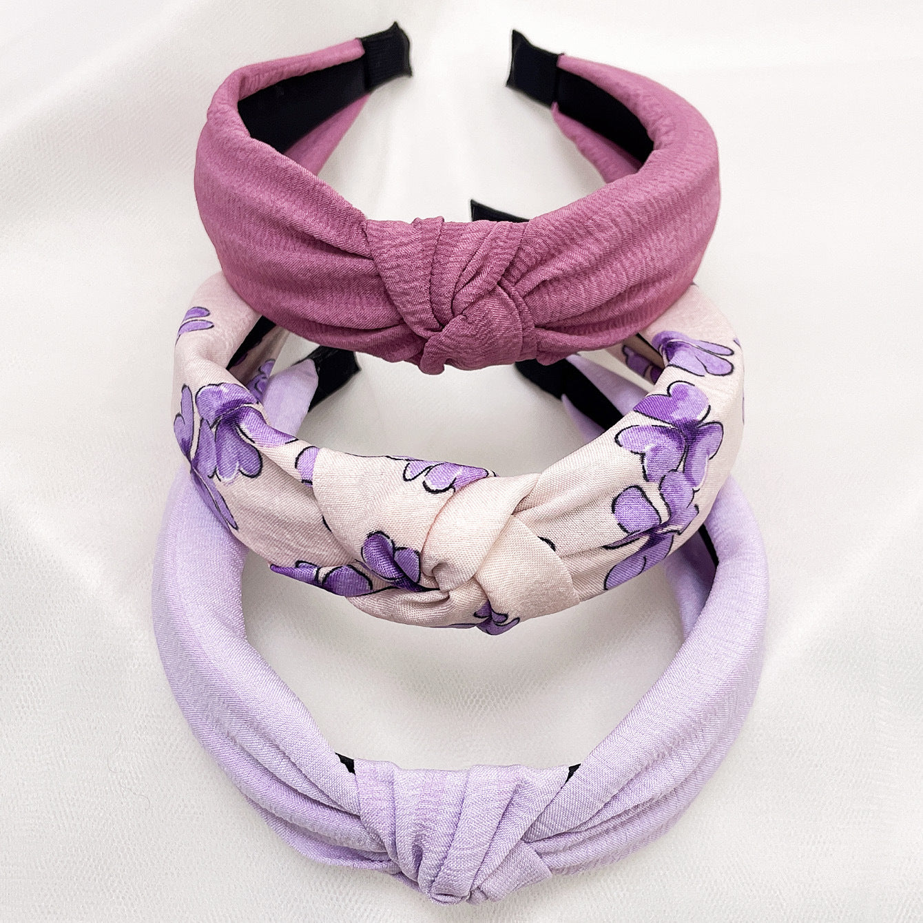 Wholesale Fabric flower cross knot wide edge headband