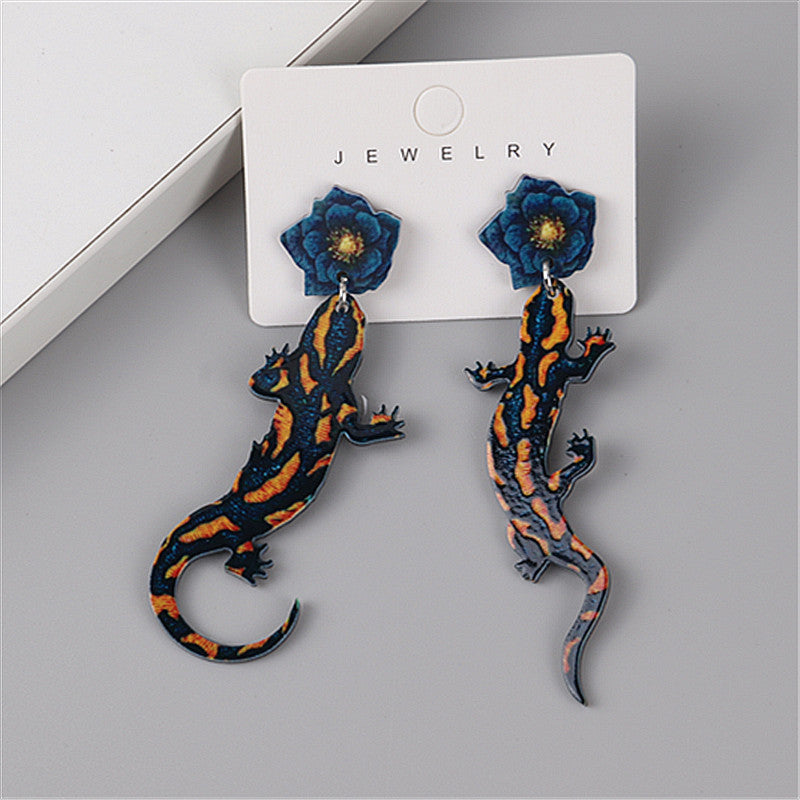 Wholesale Creative Lizard Gecko Red Fox Acrylic Earrings