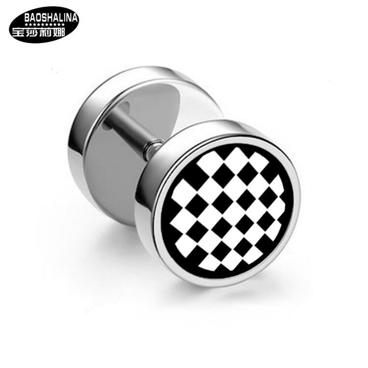 Wholesale Titanium Steel Barbell Fashion Dumbbell Black Street Earrings