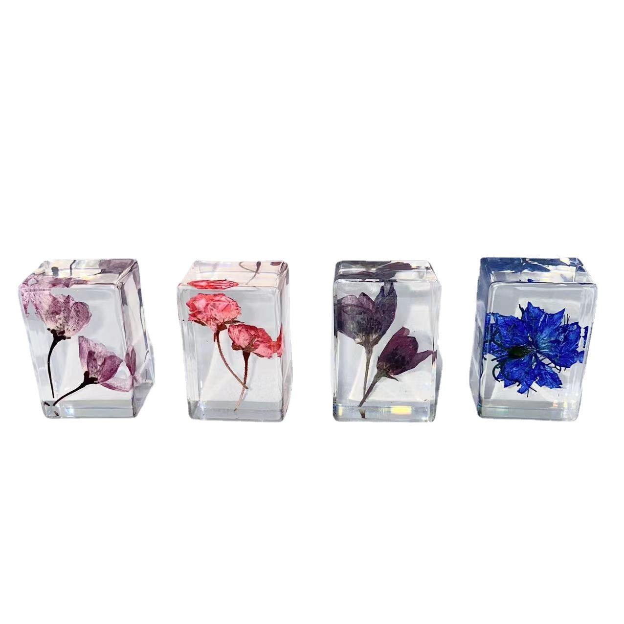 Wholesale 6pcs Handmade Glue Resin Transparent Dried Flower Specimen Ornaments