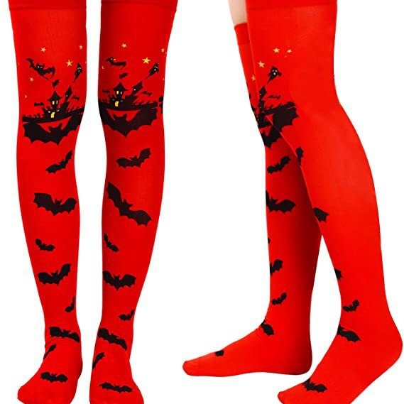 Wholesale Halloween Bat Spider Web Clown Skeleton Skull Over The Knee Socks