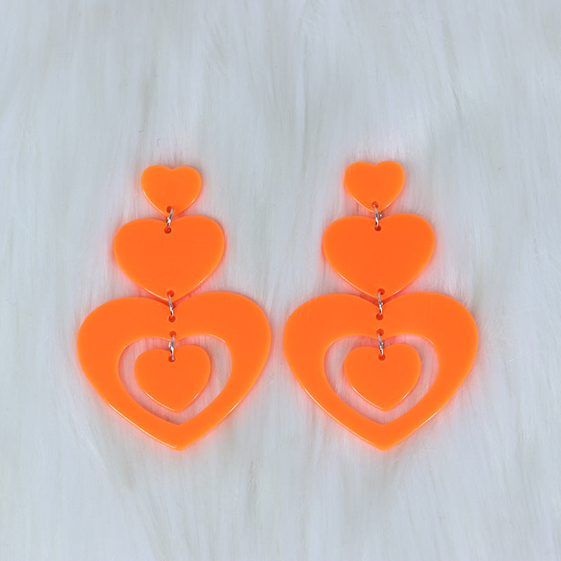 Wholesale Valentine' s Day Acrylic Earrings Heart Splicing Earrings for Women