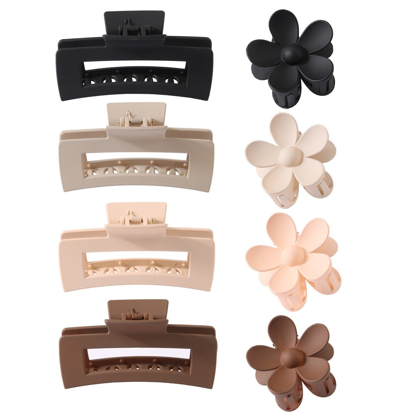 Wholesale Large Size Set of Simple Frosted Keel Shiny Plastic Hair Clips