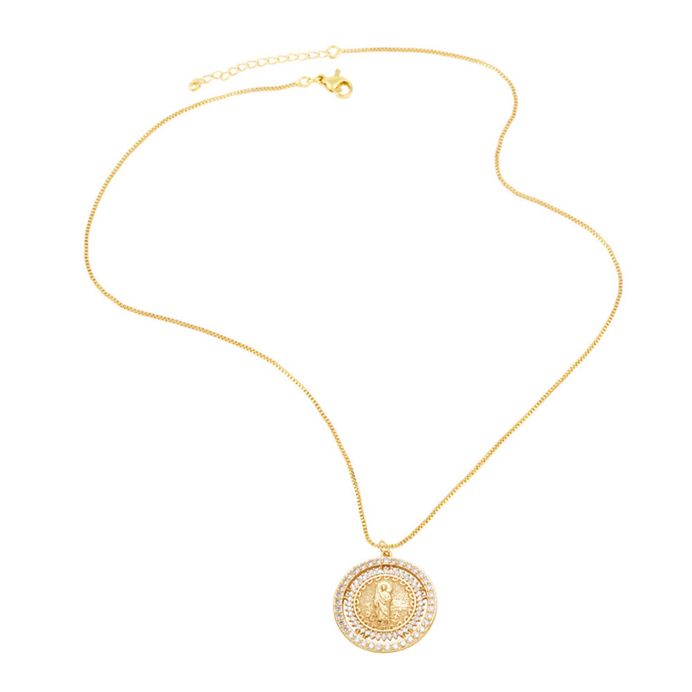 Wholesale Diamond studded portrait  heart necklace