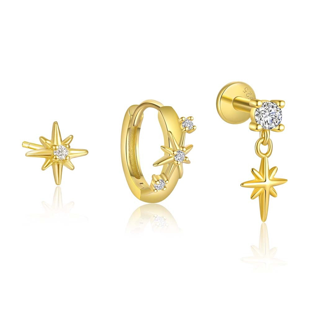 Wholesale Star shaped micro inlaid Ear Studs
