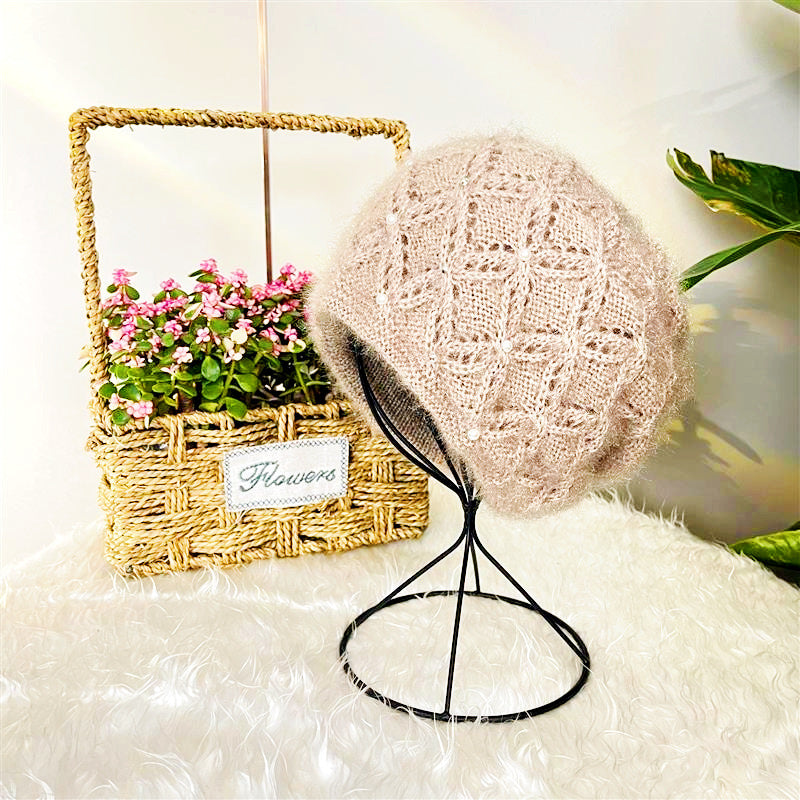 Wholesale Autumn and Winter Thick Mesh Plush Knitted Pile Hat