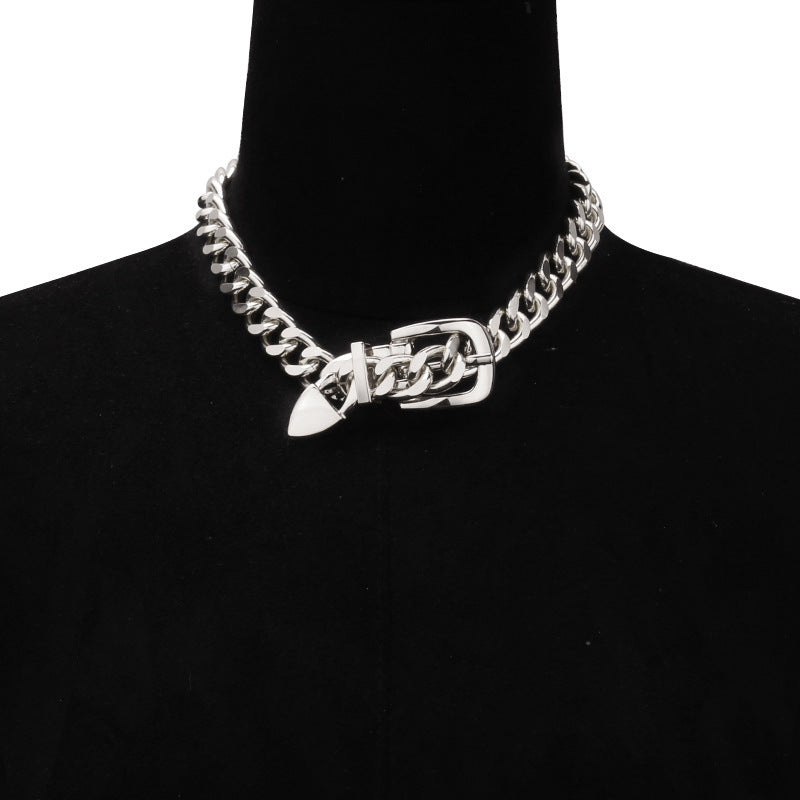 Wholesale Thick Chain Buckle Clavicle Necklace